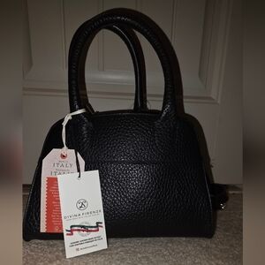 Black Leather Dome Satchel Bag